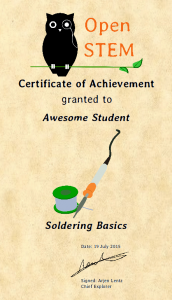 Soldering basics certificate