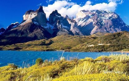 Andes Mountains - Cuernos del Paine from Lake Pehoé