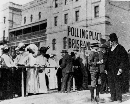 Women queuing to vote in the elections, Brisbane, 1905
